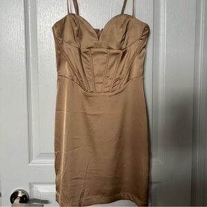 Dynamite Satin Gold Corset Dress